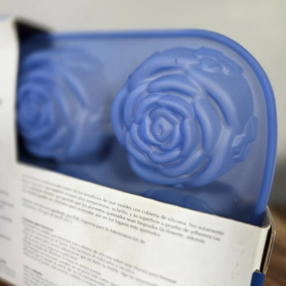 Good Cook 6 Cup Mini Rose Cupcake Pan Blue Silicone Rose Mold Bakeware